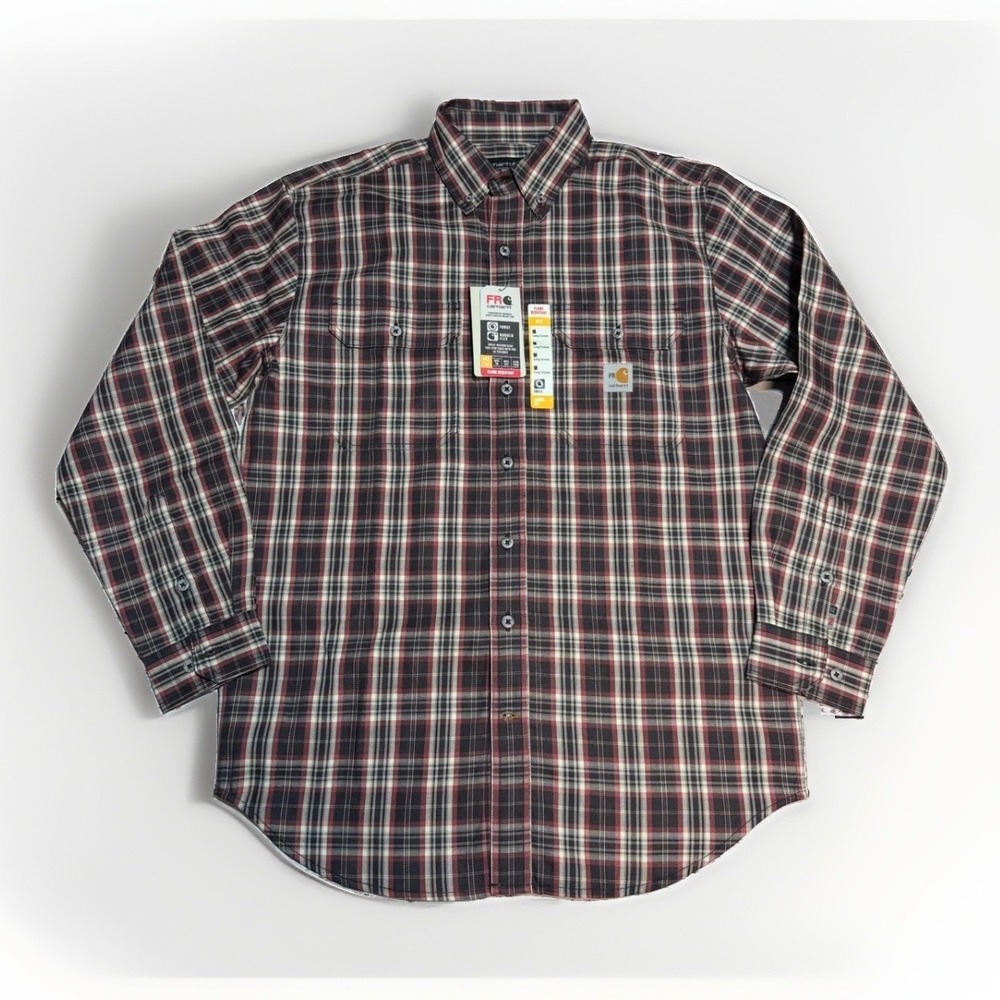 Carhartt FR Shirt Mens Medium Loose Fit Rugged Flex Twill Plaid TW4507-FRM